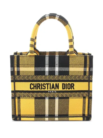 Pre-owned Dior 2022 Small Check N  Canvas Book Tote Bag In Yellow