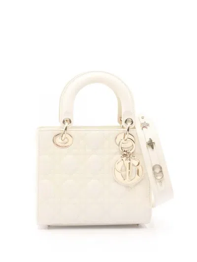 Pre-owned Dior 2022 Small Lambskin Cannage My Abc Lady  Satchel In Brown