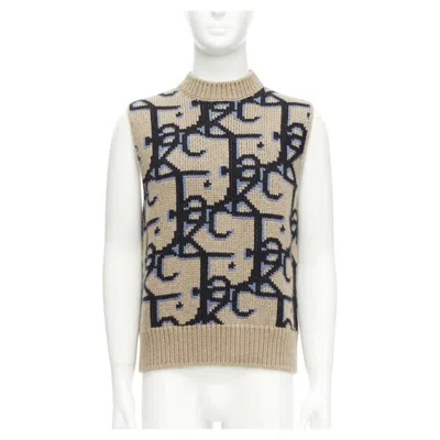 Pre-owned Dior 2022 Travis Scott Cactus Jack 100% Cashmere Monogram Sweater Vest Xxs In Beige