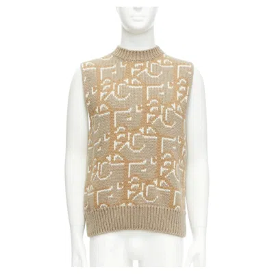Pre-owned Dior 2022 Travis Scott Cactus Jack 100% Cashmere Monogram Sweater Vest Xxs In Sand