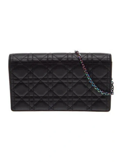 Pre-owned Dior 2022 Ultramatte Wallet On Chain Wallet In Black