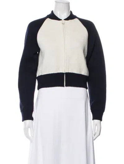 Pre-owned Dior 2022 Virgin Wool Bomber Jacket In Blue