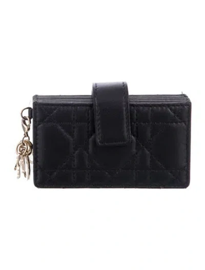 Pre-owned Dior 2023 Cannage Pattern Card Holder In Black