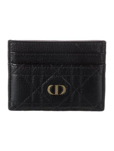 Pre-owned Dior 2023 Cannage Pattern Card Holder In Black