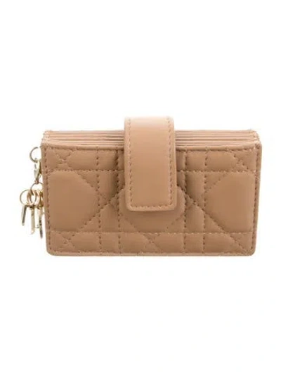 Pre-owned Dior 2023 Cannage Pattern Card Holder In Neutrals