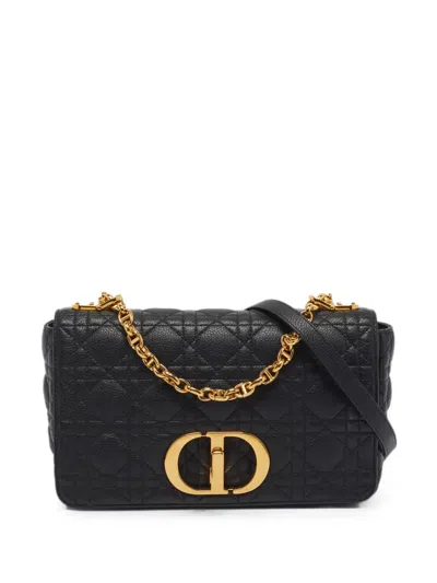Pre-owned Dior 2023 Cannage-quilting Shoulder Bag In Black
