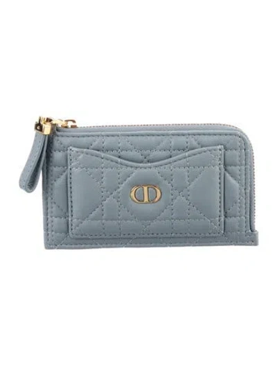 Pre-owned Dior 2023 Caro Cosmos Zipper Card Holder Card Holder In Blue