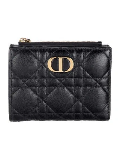 Pre-owned Dior 2023 Caro Dahlia Wallet Compact Wallet In Black