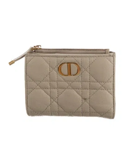 Pre-owned Dior 2023 Caro Dahlia Wallet In Neutrals
