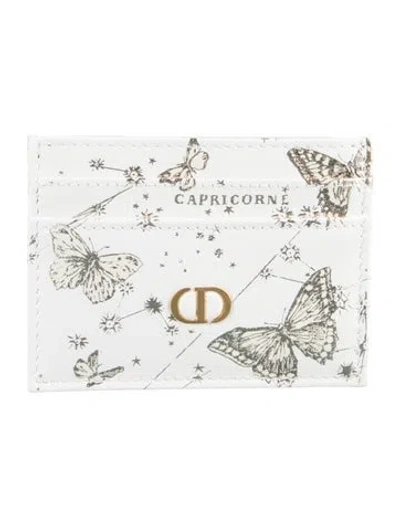 Pre-owned Dior 2023 Caro Five-slot Capricorne Card Holder Card Holder In White
