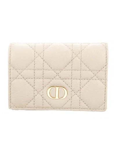 Pre-owned Dior 2023 Caro Glycine Compact Wallet In Neutral