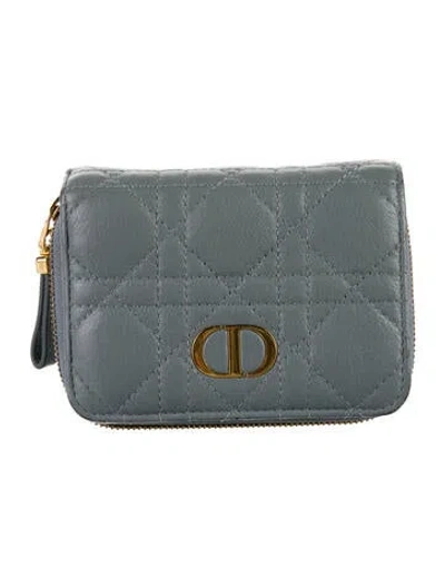 Pre-owned Dior 2023 Caro Wallet In Blue