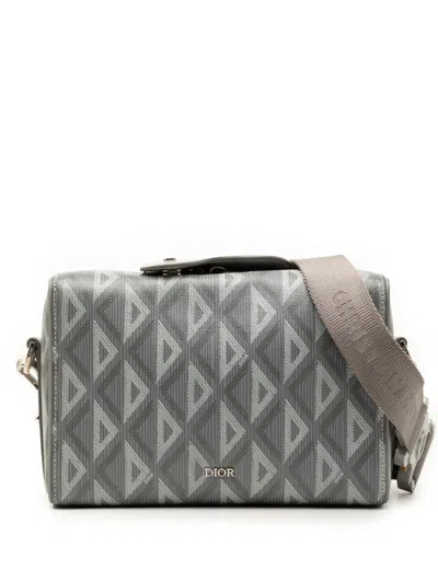 Pre-owned Dior 2023 Cd Diamond Coated Canvas Lingot 22 Bag Crossbody Bag In Gray