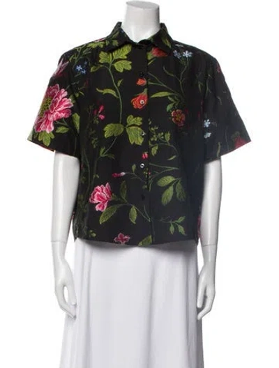 Pre-owned Dior 2023 Floral Print Button-up Top In Black
