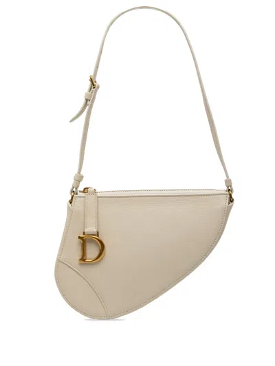 Pre-owned Dior 2023 Goatskin Saddle Rodeo Pouch Shoulder Bag In White