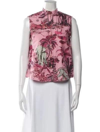 Pre-owned Dior 2023 Graphic Print Button-up Top In Pink