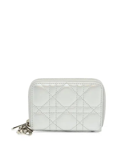 Pre-owned Dior 2023 Lady  Voyageur Cannage Wallet In Silver