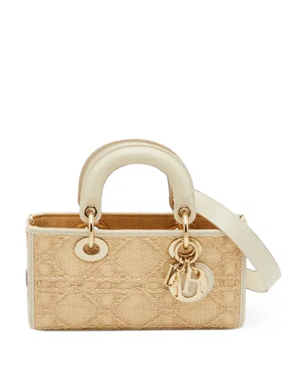 Pre-owned Dior 2023 Lady D-joy Raffia Tote Bag In Neutrals
