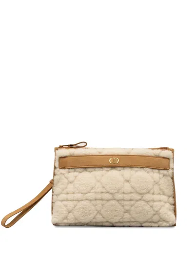 Pre-owned Dior 2023 Large Caro Clutch Bag In Neutrals
