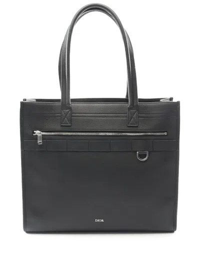 Pre-owned Dior 2023 Leather Safari Tote Bag In Black