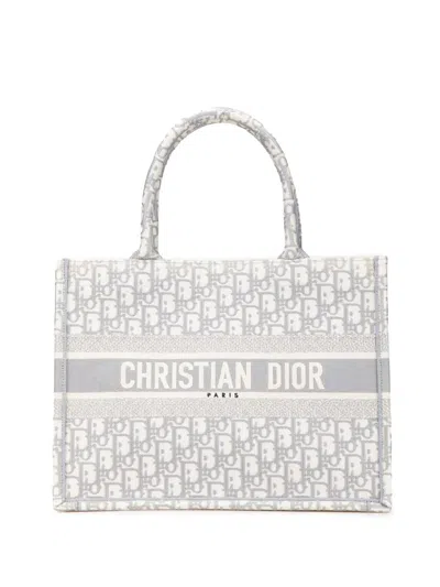 Pre-owned Dior 2023 Medium Oblique Canvas Book Tote Bag In Grey