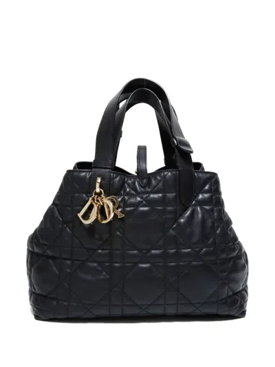 Pre-owned Dior 2023 Medium Quilted Tourjours Tote Bag In Black