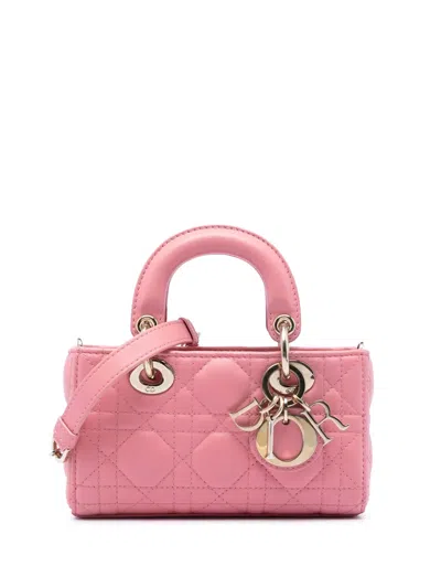 Pre-owned Dior 2023 Micro Lambskin Cannage Lady D Joy Satchel In Pink