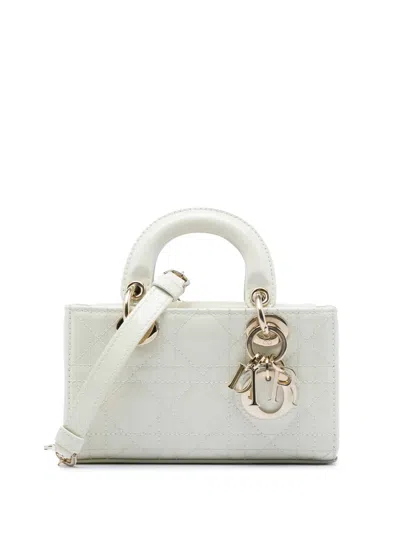Pre-owned Dior 2023 Micro Patent Cannage Lady D Joy Satchel In White