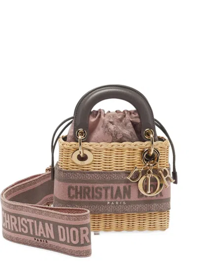 Pre-owned Dior 2023 Mini Lady  Wicker Tote Bag In Neutrals