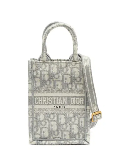 Pre-owned Dior 2023 Mini Oblique Book Tote Bag In Gray