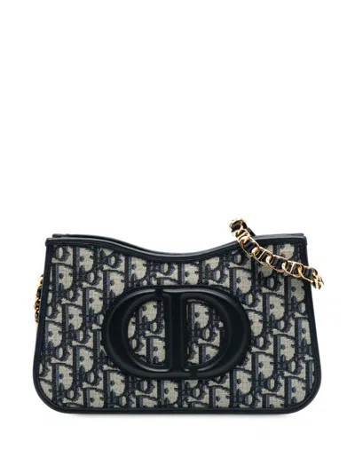 Pre-owned Dior 2023 Mini Oblique Canvas Cd Signature Hobo Shoulder Bag In Blue