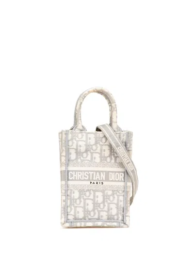 Pre-owned Dior 2023 Mini Oblique Canvas Vertical Book Tote Satchel