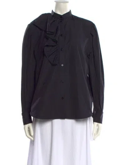 Pre-owned Dior 2023 Mock Neck Button-up Top In Blue