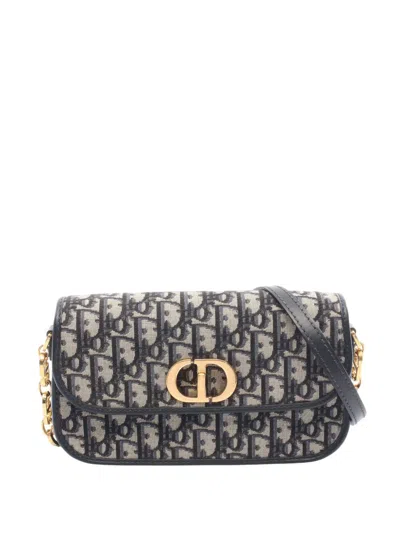 Pre-owned Dior 2023 Oblique 30 Montaigne Avenue Shoulder Bag In Blue