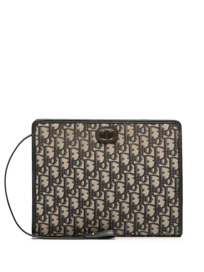 Pre-owned Dior 2023 Oblique Canvas 30 Montaigne Dea Pouch Clutch Bag In Blue