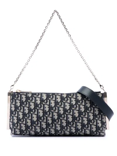 Pre-owned Dior 2023 Oblique Canvas  Club Bag Satchel In Blue