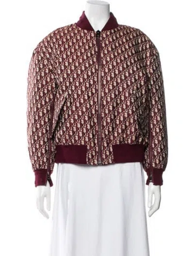 Pre-owned Dior 2023 Printed Bomber Jacket In Burgundy