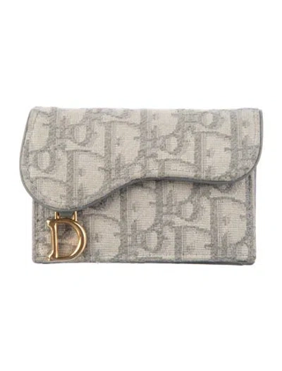 Pre-owned Dior 2023 Saddle Bloom Wallet In Grey