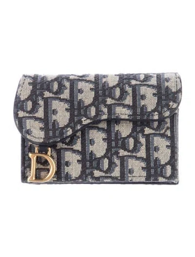 Pre-owned Dior 2023 Saddle Compact Wallet In Blue