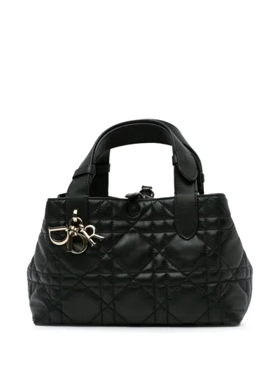 Pre-owned Dior 2023 Small Macrocannage Toujours Handbag In Black