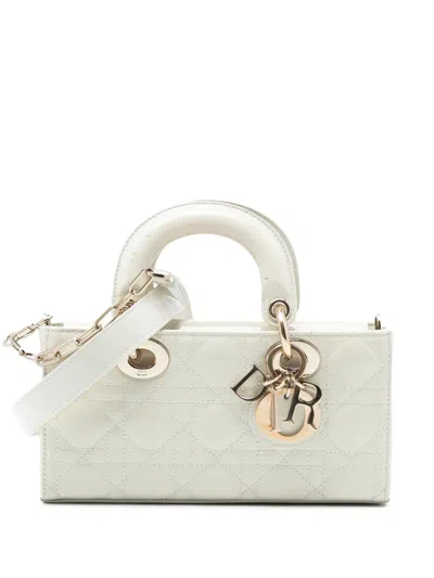 Pre-owned Dior 2023 Small Patent Cannage Lady D Joy Satchel In White