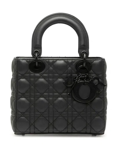 Pre-owned Dior 2023 Small Ultra Matte Calfskin Cannage My Abc Lady  Satchel In Black