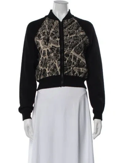 Pre-owned Dior 2023 Virgin Wool Bomber Jacket In Black