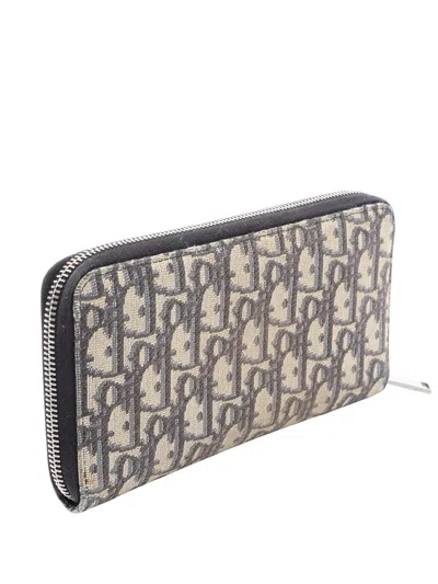 Pre-owned Dior 2023-2026 Oblique Canvas Wallet Long Wallets In Blue