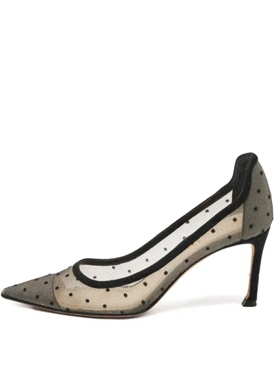 Pre-owned Dior 2024 Mesh Polka-dot Pumps In Neutral