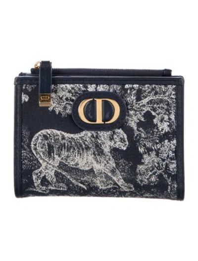 Pre-owned Dior 2024 30 Montaigne Dahlia Card Holder In Blue