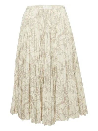 Pre-owned Dior 2024 Abstract-print Skirt In Neutral
