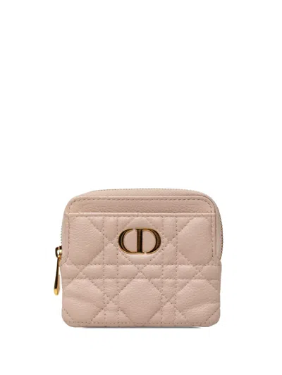 Pre-owned Dior 2024 Calfskin Cannage Supple Caro Lavender Coin Pouch In Pink