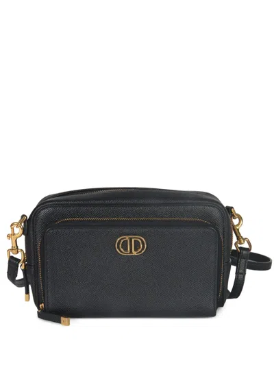 Pre-owned Dior 2024 Caro Calfskin Double-pouch Bag In Black