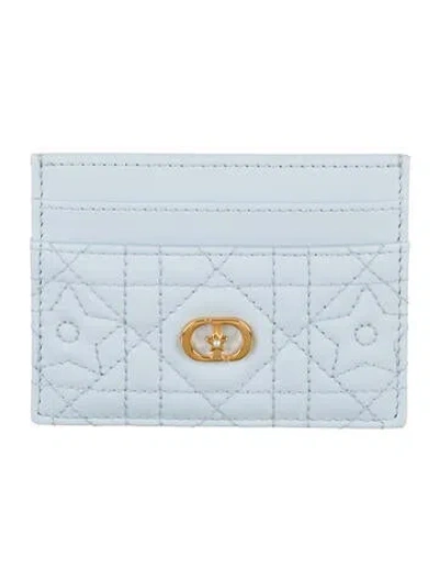 Pre-owned Dior 2024 Caro Card Holder In Blue